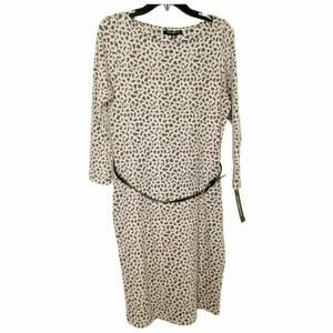 Sharagano Womens Safari Textured Knit Belted Sheath Dress Dark Charcoal 10
